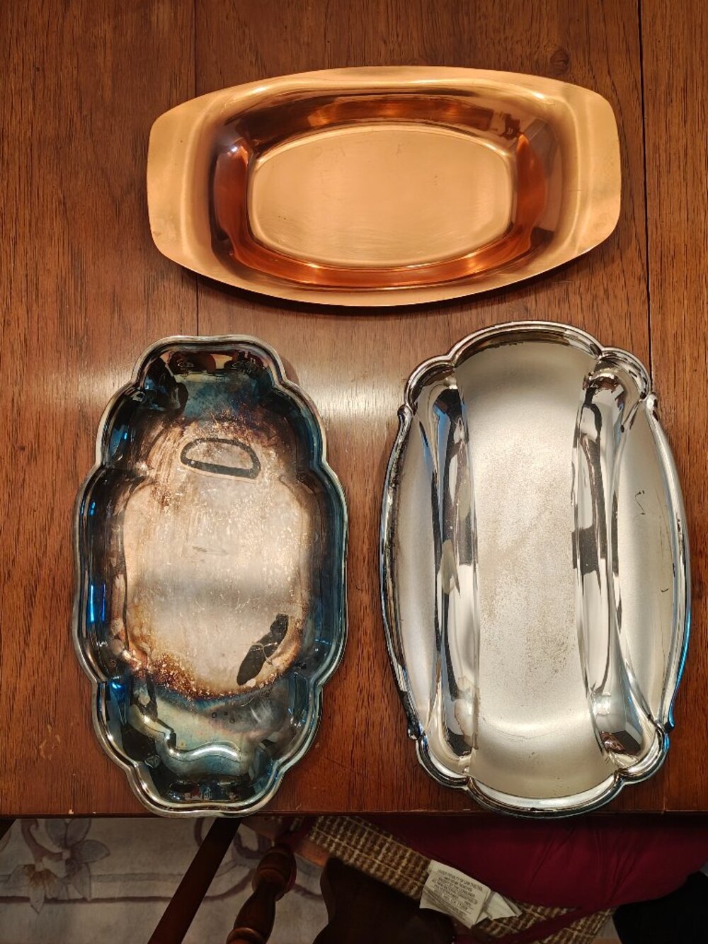 Set of 3 Serving Trays – Stainless Steel & Copper Tone – Entertaining Set
